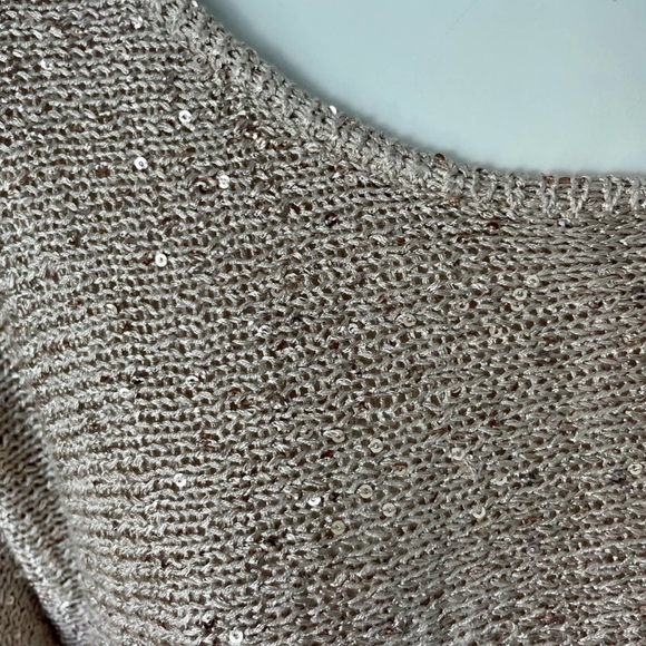 ALEX MARIE Top Long Sleeve Lined Knit Top with Sequins Taupe Size XL - Picture 5 of 6